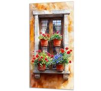 Peinture Numero Adulte Fenêtre Fleur, Activité Manuelle Adulte, DIY Peinture Acrylique Débutants Kits, Paint by Numbers Enfant avec Pinceaux, Paintings Kits pour la Décoration Murale 25x50cm 0z-753