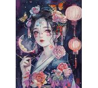 Peinture Numero Adulte fille japonaise Peinture par Numero Enfant Rose Peinture au Numéro,DIY Creatif Adulte Toile Peinture à l'huile Kits, Acryliques et Pinceaux pour Débutants/Femme 20x30cm M-1186