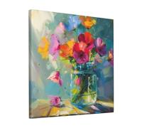 Peinture Numero Adulte Fleur Colorée Peinture par Numero Kits de Peinture au Numéro, Paint By Numbers Adulte Enfant, DIY Peinture Acrylique Painting pour Décoration Maison 30x30 cm Avec Cadre FA-113