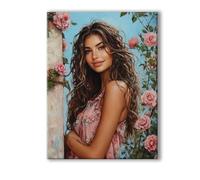 Peinture Numero Adulte Fleur, Peinture Numero Adulte avec Cadre 20x30cm, 5D DIY Fille Paint by Numbers avec 3 Pinceaux et Peintures Acryliques, Loisirs Créatifs Adultes Decoration Murale 0R-300