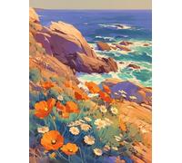 Peinture Numero Adulte Fleur Peinture Numero Enfant, Activité Manuelle Adulte Paint By Numbers Pierre DIY Creatif Toile Peintures à L'huile pour Décoration Murale Cadeau Femme 30x40cm Sans Cadre S-361