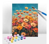 Peinture Numero Adulte Fleur, Peinture Numero Enfant Couleur, Tableau a Peindre Kit avec Acrylique et Pinceaux, DIY Activite Manuelle Adulte Enfants et Débutants, Décoration de Maison 40x50cm T-23