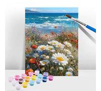 Peinture Numero Adulte Fleur, Peinture Numero Enfant Plage, Tableau a Peindre Kit avec Acrylique et Pinceaux, DIY Activite Manuelle Adulte Enfants et Débutants, Décoration de Maison 90x120cm T-613