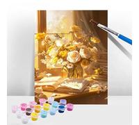 Peinture Numero Adulte Fleur, Peinture Numero Enfant Rose, Tableau a Peindre Kit avec Acrylique et Pinceaux,DIY Activite Manuelle Adulte Enfants et Débutants,Décoration de Maison Cadeaux 50x70cm T-615