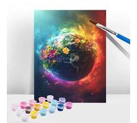Peinture Numero Adulte Fleur, Peinture Numero Enfant Terre, Tableau a Peindre Kit avec Acrylique et Pinceaux,DIY Activite Manuelle Adulte Enfants et Débutants,Décoration de Maison Cadeaux 50x70cm T-99