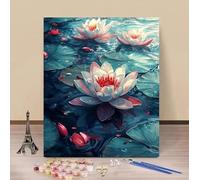 Peinture Numero Adulte Fleur Peinture Numéro Lac Paint by Numbers, Loisir Creatif Adulte Travaux Manuels DIY Canevas Painting Avec Acryliques et Pinceaux, Cadeau Femme 80x120cm Sans Cadre 4-947JP