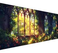 Peinture Numero Adulte Fleur Peinture Numero Rebord de fenêtre Paint by Numbers Kits avec Pinceaux Peintures Acryliques Toile Coloree Kits Loisirs Créatifs Adultes, Decoration Chambre 80x160cm q5-538