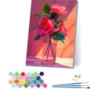 Peinture Numero Adulte Fleur, Peinture par Numero Adulte Planter, DIY Loisirs Créatifs Adultes, Paint by Numbers Kits avec Peintures et Pinceaux, pour Décoration Murale, Cadeau Femme 50x65cm W-1461