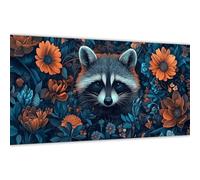 Peinture Numero Adulte Fleur, Peinture Par Numero Raton Laveur DIY Adulte Débutants Kits, Numéros Coloré Toile, Acrylique et 3 Pinceaux , Décor Intérieure Maison, Loisir Créatif Cadeau 50x100cm Y#A36