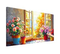 Peinture Numero Adulte Fleurs, DIY Peinture par Numero Enfant, Rural Paint by Numbers Activité Manuelle Adulte, Kits de Peintures au Numéro Toile Peintures 140x60cm pour Tableau Decoration Murale O-46