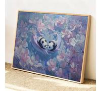 Peinture Numero Adulte Fleurs Panda Peinture Kits de Loisirs Créatifs Adultes Enfant, Bricolage Acryliques Peintures Kits, Creatif Toile Peinture, Halloween Noel Decoration Maison 35x25cm Q-o-790