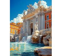 Peinture Numero Adulte Fontaine De Trevi Peinture Numéro Rome Activite Manuelle Adulte Canevas Kit Complet Paint by Numbers DIY Canevas Painting Art pour Decora, Cadeau Femme 40x60cm Sans Cadre 1-13Z6