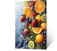 Peinture Numero Adulte Fraise, Coloriage par Numero Adulte Citron Bricolage Toile Peinture 80x60 CM avec Acrylique et Pinceau, Paint by Numbers Enfant pour Cadeau Femme Decoration Murale YH2F-0678