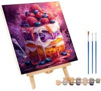 Peinture Numero Adulte GâTeau Peinture Numero Dessert, DIY Canevas Kit Complet Adulte, Loisirs Créatifs Adultes, Paint by Numbers Kit avec Pinceaux, Décoration Maison, Cadeau Femme 50x65cm 0-7090