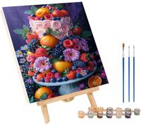 Peinture Numero Adulte GâTeau Peinture Numero Fruit, DIY Canevas Kit Complet Adulte, Loisirs Créatifs Adultes, Paint by Numbers Kit avec Pinceaux, Décoration Maison, Cadeau Femme 50x65cm H-7873