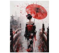 Peinture Numero Adulte Geisha japonaise Toile Peinture Numero Enfant Femme, Kit Creatif Activité Manuelle Adulte 80 x 60cm, Acrylique Paint by Numbers for Adults pour Decoration Murale Cadeau 8YH-3981
