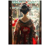 Peinture Numero Adulte Geisha Toile Peinture Numero Enfant femme japonaise, Kit Creatif Activité Manuelle Adulte 60x80 cm, Acrylique Paint by Numbers for Adults pour Decoration Murale Cadeau 8YH-3757