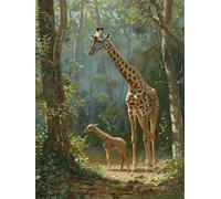 Peinture Numero Adulte Girafe, Arbre Peinture Numero Enfant, DIY Activite Manuelle Adulte Débutants, Paint by Numbers Kits avec Pinceaux et Pigment Acryliques, Decoration Maison Cadeau, 50x70cm Q-1549