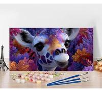 Peinture Numero Adulte Girafe Peinture Numero Enfant Fleur Painting by Numbers, DIY Loisir Creatif Adulte Couleur Canevas Travaux Manuels, Décoration Murale Cadeau Femme Sans Cadre 40x80cm 2-5I39