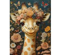 Peinture Numero Adulte Girafe Peinture Numero Fleurs Paint by Numbers for Adults avec 3 Pinceaux et Acryliques DIY Activité Manuelle Adulte pour Decoration Maison, Cadeau Femme 12x16 Pouces -zjn25079V