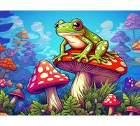 Peinture Numero Adulte Grenouille Peinture par Numero Enfant Champignon, DIY Coloriage Numerote Adulte Paint by Numbers avec Peintures Acryliques et Pinceaux pour Decoration Murale 30x20cm, Model 151