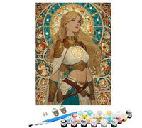 Peinture Numero Adulte Guerrier Princesse, DIY Peinture par Numero Adulte Kit Creatif Enfant ou débutants, avec Pinceaux Acrylique pigmentée, Décoration Maison Maison, Cadeau Femme 60 x 80 cm BJHWK351