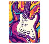 Peinture Numero Adulte Guitare Coloriage par Numero Adulte Abstrait, Activité Manuelle Enfant avec Peinture Acrylique y Pinceaux Toiles 80x60CM, DIY Paint by Numbers, Decoration Maison model-6452