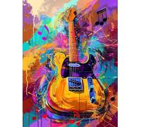 Peinture Numero Adulte Guitare, Graffiti Peinture Numero Enfant, DIY Loisirs Créatifs Adultes, Paint by Numbers Kits avec Pinceaux et Pigment Acryliques, Decoration Automne, Cadeau, 60x90cm, 5-3531