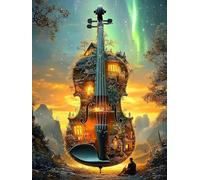 Peinture Numero Adulte Guitare, Numero d'art Enfant 5, 6, 7, 8, 9, 10 ans Paysage, DIY Adulte Kit Loisirs Créatifs vec 3 Pinceaux et Acryliques, Paint by Numbers pour Décoration Maison 20x30cm Y2-281