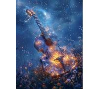 Peinture Numero Adulte Guitare, Peinture Numero Fleur, DIY Activité Manuelle Adulte, Paint by Numbers Kit avec Pinceaux et Acryliques, Painting by Numbers pour Decoration Maison Cadeau 40x50cm 5-2047