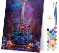Peinture Numero Adulte Guitare Peinture Numero sur Toile, DIY Loisirs Créatifs Adultes RêVe, Canevas kit Complet Adulte avec Pinceaux, Tableau Decoration Murale, Cadeau Femme 40x50cm 9-4181