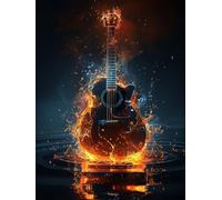 Peinture Numero Adulte Guitare, Peinture par Numero Adulte Flamme, Bricolage Loisirs Créatifs Adultes, Paint by Numbers Kit avec Pinceaux et Acryliques, Decoration Maison, Cadeau Femme 20x30cm 1-4620