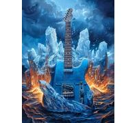 Peinture Numero Adulte Guitare, Peinture par Numero Adulte Flamme, Bricolage Loisirs Créatifs Adultes, Paint by Numbers Kit avec Pinceaux et Acryliques, Decoration Maison, Cadeau Femme 20x30cm 0-9821