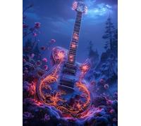 Peinture Numero Adulte Guitare, Peinture par Numero Adulte Fleur, Bricolage Loisirs Créatifs Adultes, Paint by Numbers Kit avec Pinceaux et Acryliques, Decoration Maison, Cadeau Femme 40x50cm K-5883