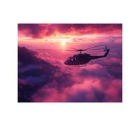 Peinture Numero Adulte Hélicoptère Toile Peinture par Numero Enfant Débutant avec Toile Coucher de soleil 60x80 cm Loisirs Créatifs Adultes Paint by Numbers Decoration Maison Cadeau Femme LZYH-7716