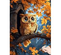Peinture Numero Adulte Hibou Peinture par Numero Adulte Enfant Automne Kits DIY Paint by Numbers for Adults Kit Bricolage Cheerful Painting pour Tableau Decoration Murale Cadeau Femme 30x40cm I-03