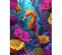 Peinture Numero Adulte Hippocampe Peinture Numero Enfant, Activité Manuelle Adulte Paint By Numbers Fleurs DIY Creatif Toile Peintures à L'huile pour Décoration Murale Cadeau 20x30cm Sans Cadre S-59