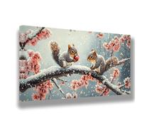 Peinture Numero Adulte Hiver,Écureuil Peinture par Numero Adulte,Loisirs Créatifs Adultes Femme,Paint by Numbers Kit de Peinture à l'huile sur Toile Bricolage,Decoration Chambre Cadeau 60x120cm,899-W