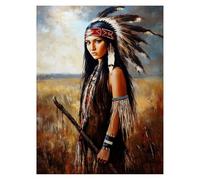Peinture Numero Adulte Indien, Toile Peinture Numero Enfant Débutants Paysage, Canevas Kit Complet Adulte 135x100cm Avec Pinceaux et Acrylique, DIY Paint by Numbers pour Decoration Murale LSJ2197