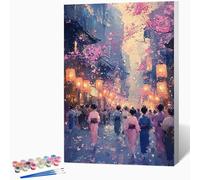 Peinture Numero Adulte Japon, DIY Peinture par Numero Adulte Femme, Kit Creatif avec Acrylique, Coloriage Numerote avec Pinceaux pour Decoration Murale Cadeau Femme 100x135cm Sans Cadre -WX251064