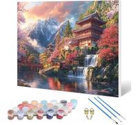 Peinture Numero Adulte Japon Peinture Numero Architecture Paint by Numbers for Adults avec Pinceaux et Acryliques DIY Activité Manuelle Adulte pour Decoration Maison, Cadeau Femme 40x30cm -hjw2501061