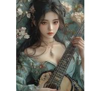 Peinture Numero Adulte Japon Peinture Numero Geisha Paint by Numbers for Adults avec 3 Pinceaux et Acryliques DIY Activité Manuelle Adulte pour Decoration Maison, Cadeau Femme 50x70cm -zjn250728