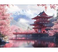 Peinture Numero Adulte Japon Peinture Numero Maisons Paint by Numbers for Adults avec 3 Pinceaux et Acryliques DIY Activité Manuelle Adulte pour Decoration Maison, Cadeau Femme 40 x 30 cm -yym2501294