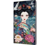 Peinture Numero Adulte Japon Peinture par Numero Enfant Femme, DIY Adulte Loisirs Créatifs Toile Peintures à l'huile Kits avec Cadre Acryliques Peintures et Pinceaux pour Femme Cadeaux 30x60cm LE-124