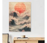 Peinture Numero Adulte Japon, Vagues de l'océan Coloriage Par Numero Adulte Activite Manuelle, 1Pack 50x70cm Toile + Peintures + 3 Pinceaux + Lmage de Référence, Decoration Chambre, Cadeau,Model305