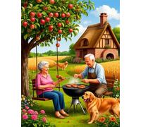 Peinture Numero Adulte,Jardin du vieux chien DIY Kits de Peinture au Numéro,Acrylique Peinture par Numéros avec Pinceaux Peinture Paint by Numbers pour Décoration Maison et Cadeau Sans Cadre,60x75cm
