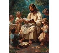 Peinture Numero Adulte Jésus, Numero d'art Enfant 5, 6, 7, 8, 9, 10 ans Croyance, DIY Adulte Kit Loisirs Créatifs vec 3 Pinceaux et Acryliques, Paint by Numbers pour Décoration Maison 70x90cm Y2-227