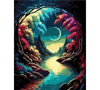 Peinture Numero Adulte,Jungle Moon Creek DIY Kits de Peinture au Numéro,Acrylique Peinture par Numéros avec Pinceaux Peinture Paint by Numbers pour Décoration Maison et Cadeau avec cadre,40x50cm