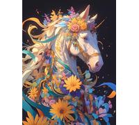 Peinture Numero Adulte Kit, Peinture Enfants Les Chevaux, DIY Les Fleurs Débutants Créatif paint by numbers à Main Acrylique Figured'art, Applicable à Famille Murs Décoration, Avec cadre 30x40cm A-483
