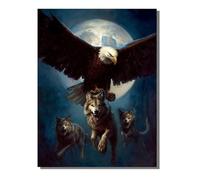 Peinture Numero Adulte Kits Aigle, Peinture par Numero Adultes ou Enfant Loup, DIY Loisirs Créatifs d'art, avec Pinceaux et Acryliques, pour Décoration Maison Cadeau Femme 60 x 80 cm KSWWK499